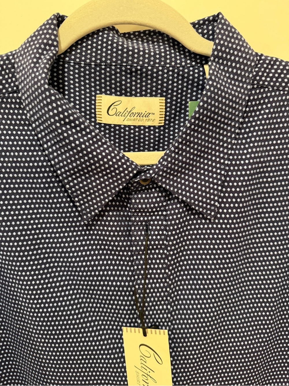 California XXL Navy Microdot Long-Sleeve Button-Down Shirt